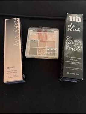 Mary Kay Neutral Eyeshadow Palette , Urban decay finish spray Cream & Gold Shim